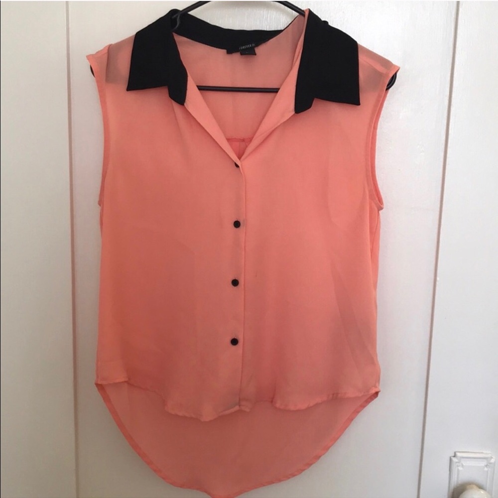 Forever 21 Spring Coral high low Tank Top